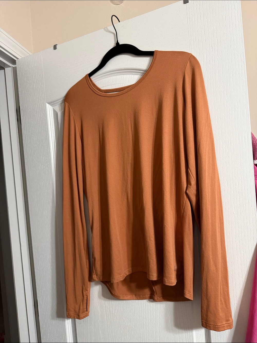 aerie Long Sleeve Crewneck Top in Rust Orange